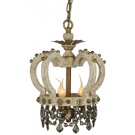 Hand Carved Wood Crown Chandelier Antique White Distressed Finish Gallery Designs Lighting