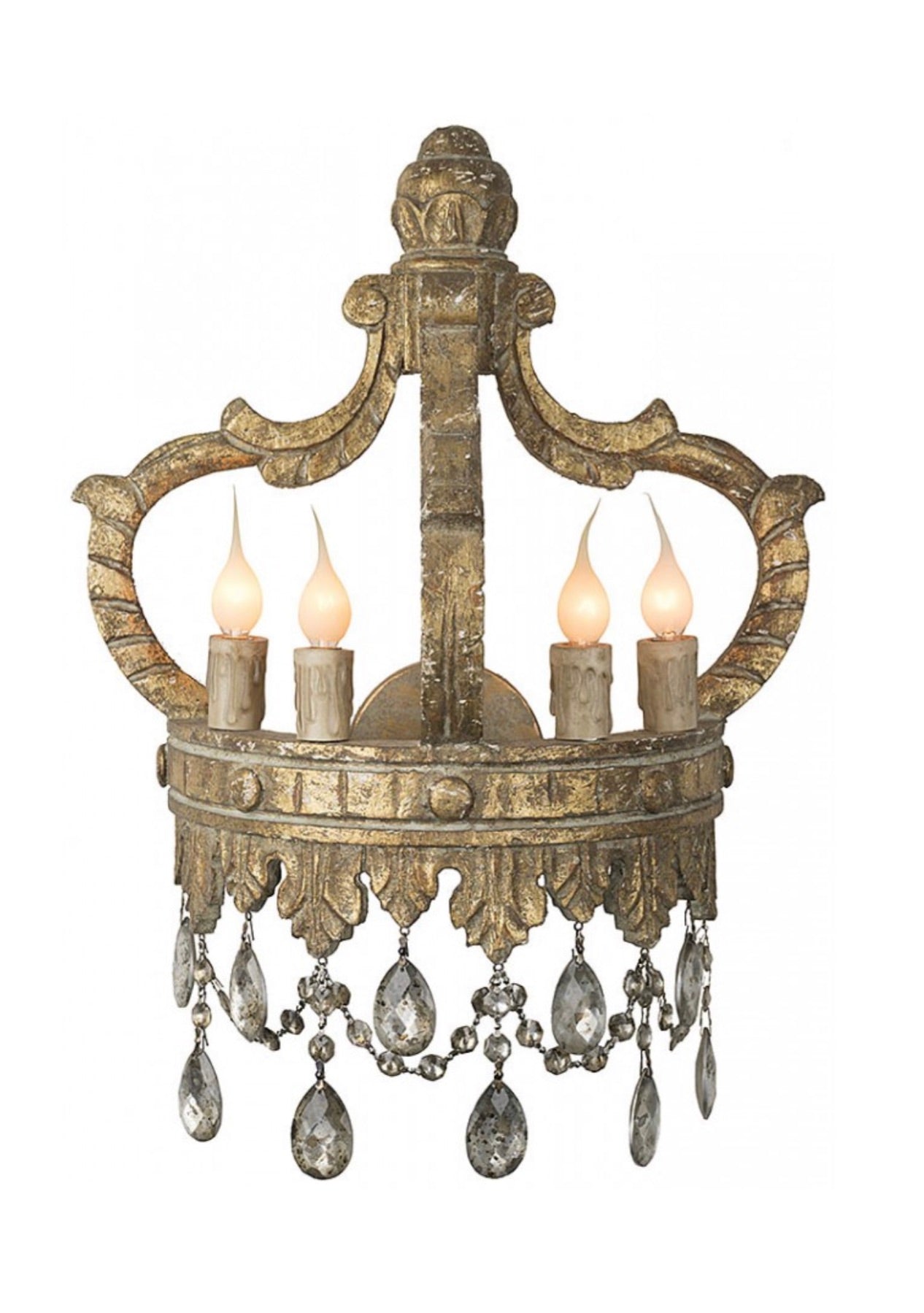 Crown Lighted Wall Sconce Gold Finish