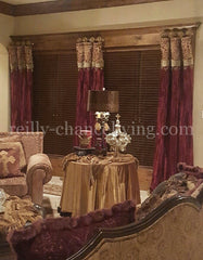 Luxury Curtain Panel Burgundy Velvet Style #7 With Band Majesty Collection Window Treatment
