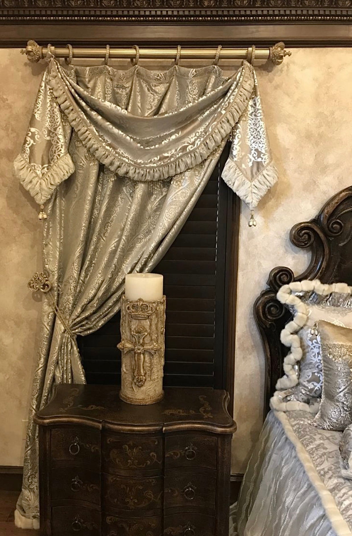 Designer Curtain With Swag And Jabots Up To Approx. 50’ Window Treatment