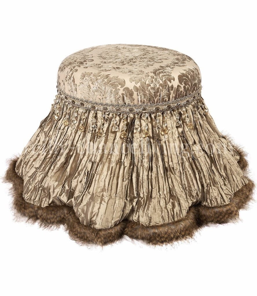 Decorative_Foot_stool-Vanity_stool-neutral_foot_stool-old_world_decor-taupe_chenille-silk-faux_fur-Venetian-reilly_chance_collection