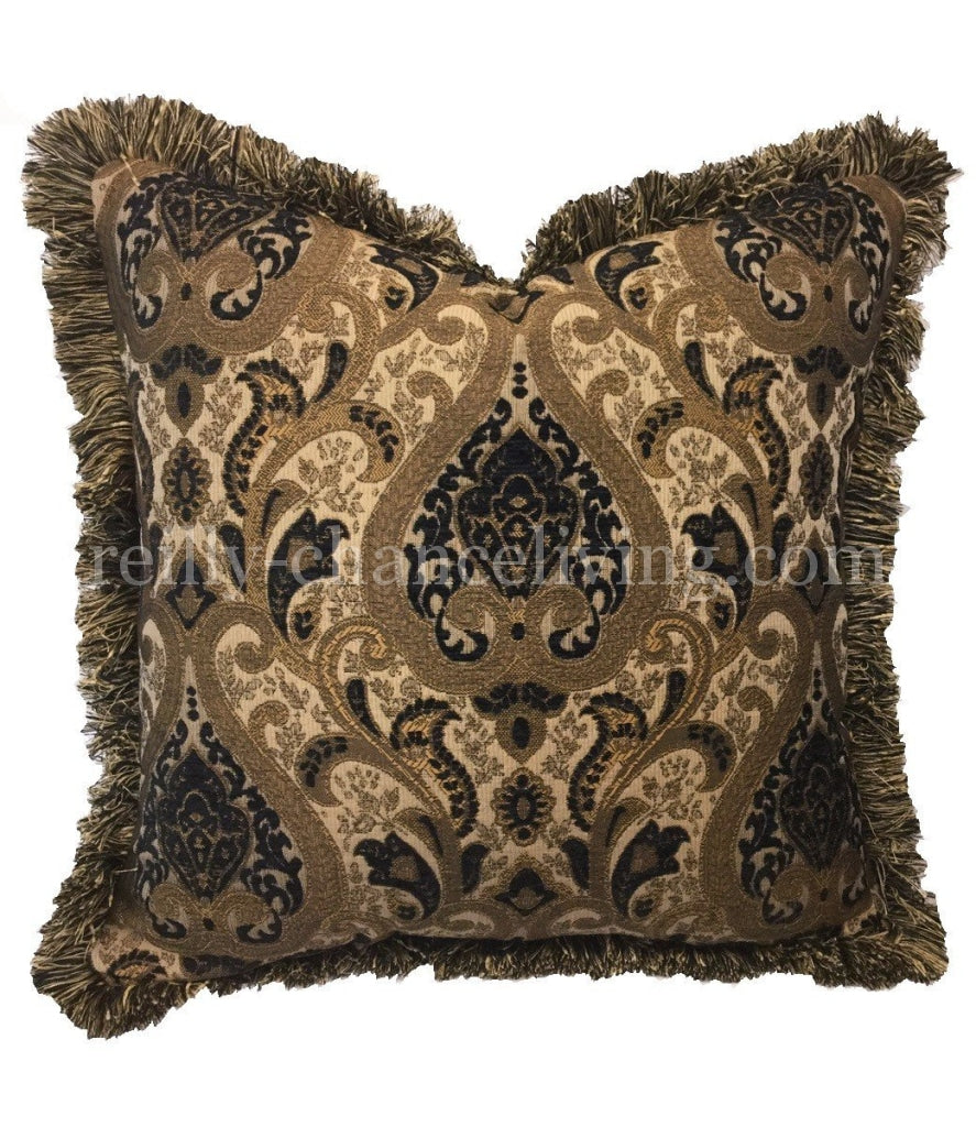 Decorative Pillow-Bronze And Black Sofa Pillow 21X21