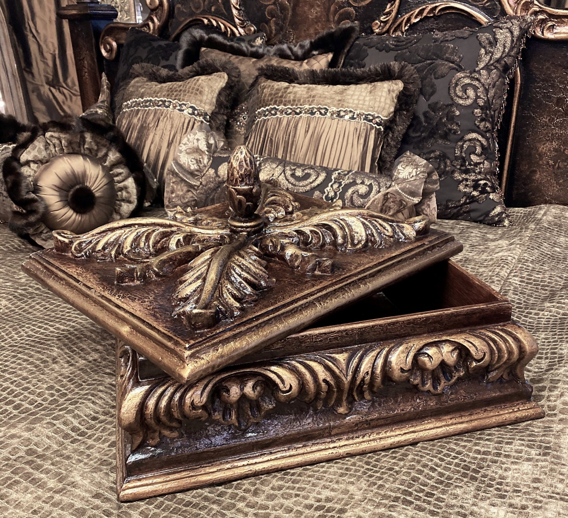 Acanthus Hand Carved Decorative Box With Lid Reilly-Chance Home Decor Retail Store Offerings