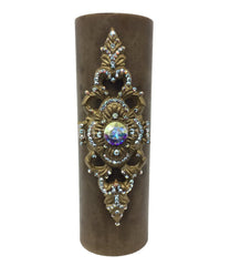 Decorative Candle 4X12 Jeweled Scroll Medallion Candles