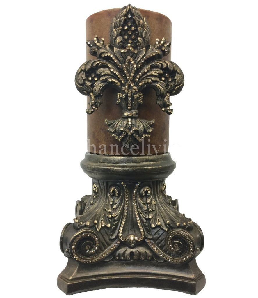 Decorative_candle-6x9_decorative_candle_base-fleur_de_lis_candle-jeweled_candle_and_jeweled_base-old_world_decor-sir_oliver_s_candles-reilly_chance_collection_grande