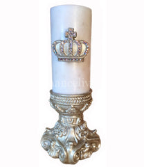 Decorative Candle 3X6 Jeweled Crown Base Candle/base Combination