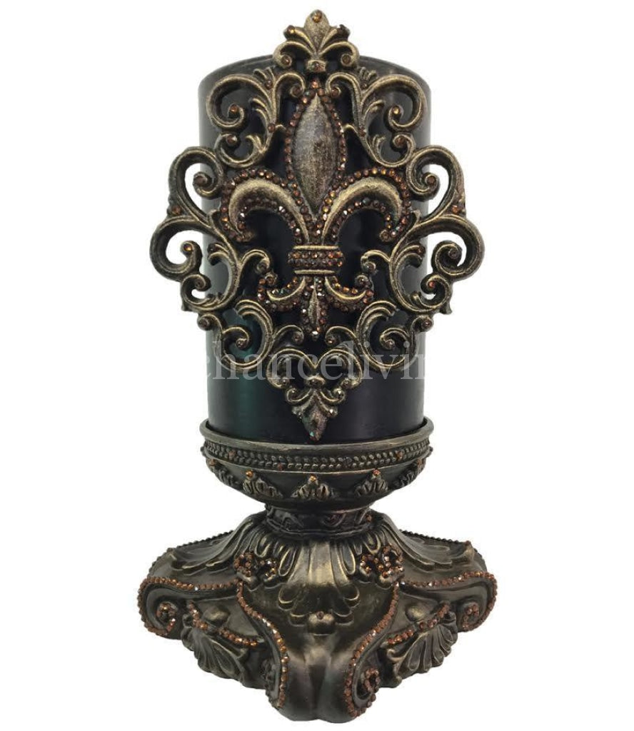 Decorative_candle-fancy_candle-jeweled_fleur_de_lis-6x9_candle-jeweled_candle_base-swarovski_crystals-sir_olivers_by_reilly_chance_collection