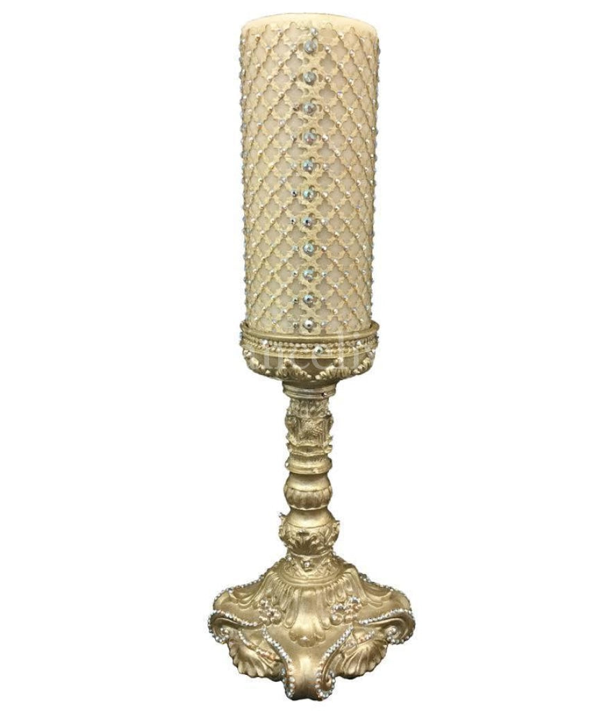 Decorative_candle-jeweled_mesh_candle-candle_base-swarovski_crystals-candle_bling-sir_olivers_by_reilly_chance_collection