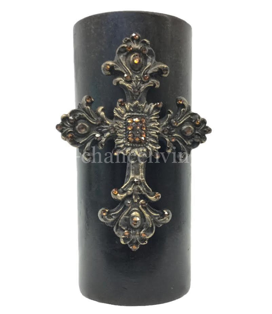 Decorative_candle-jewelede_cross-swarovski_crystals-4x9_candle-sir_olivers_by_reilly_chance_collection