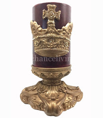 Decorative 6X6 Candle Base And 6X9 With Jeweled Crown Candle/base Combination