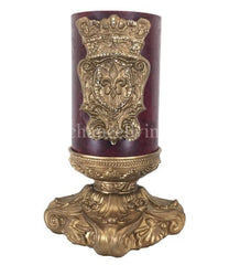 Decorative 6X6 Candle Base And 6X9 Jeweled Fleur De Lis Shield Candle/base Combination
