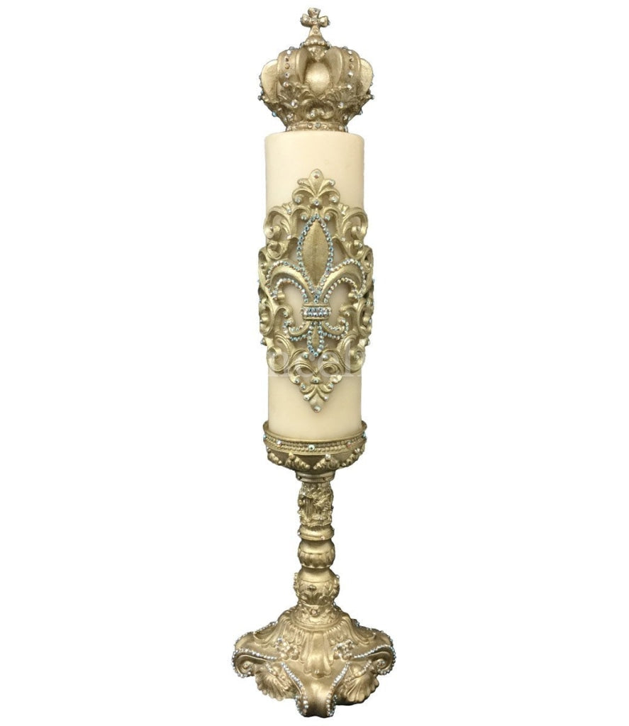 Decorative_candles-fancy_candles-fleur_de_lis-swarovski_crystals-crown_candle_topper-jeweled_candle_holder-fancy_candles-sir_olivers_by_reilly_chance_collection
