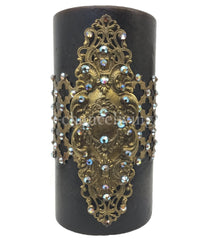Decorative Candle 3X6 With Jeweled Mesh And Medallion Candles