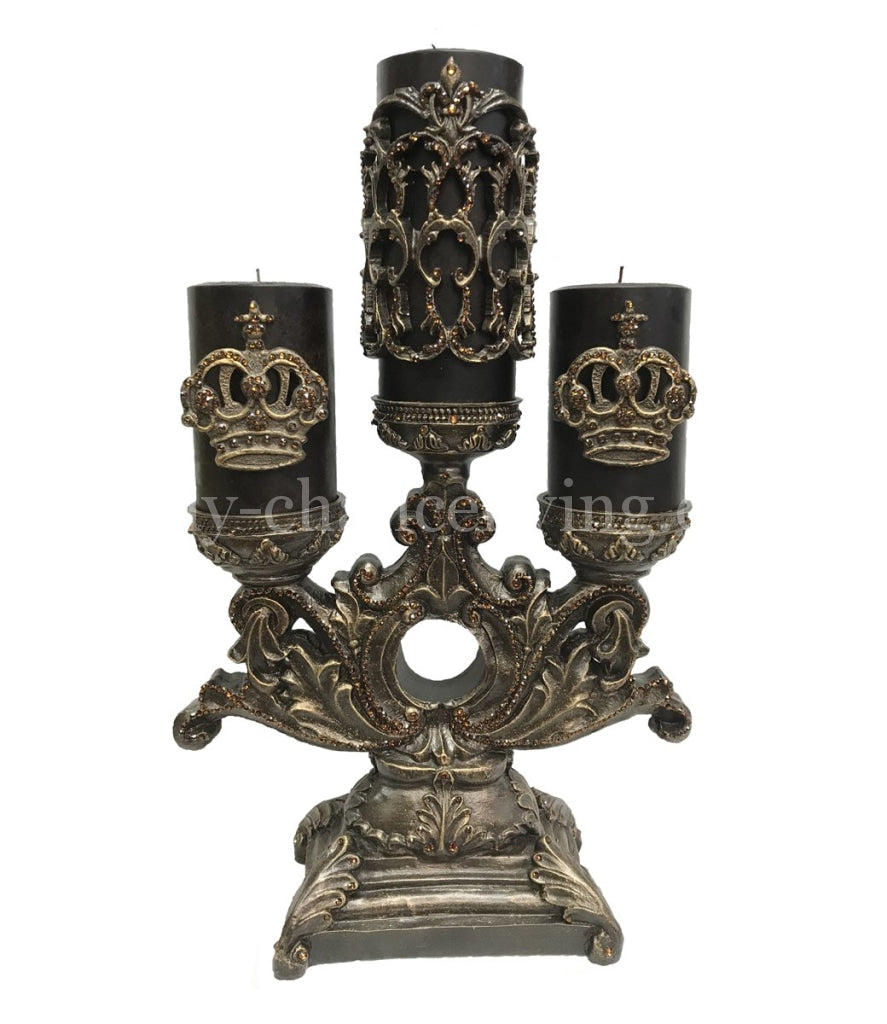 Decorative_candles-table_top_decor-fancy_candles-triple_candle_holder-jeweled_crown_candles-jeweled_candles-old_world_decor-candle_holders-sir_oliver_s_candles-reilly_chance