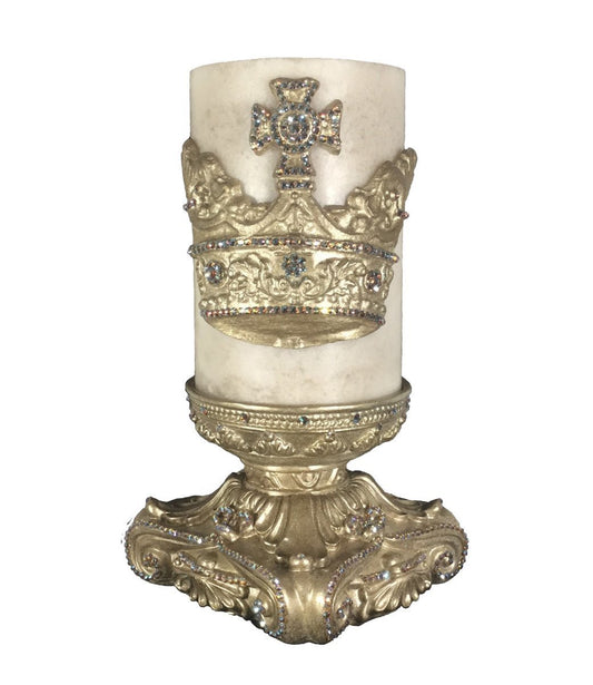 Decorative_cream_candle-6x9-champagne_candle_base-jeweled_large_crown-sir_olivers-reilly_chance_collection_grande