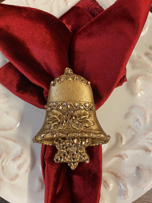 Christmas Napkin Ring Jeweled Bell Kitchen Decor And Dining