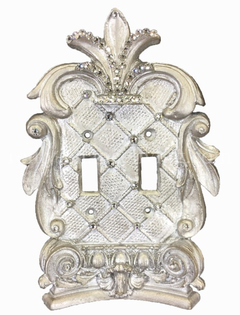  Decorative Double Flip Switch Plate Corinthian with Swarovski Crystals