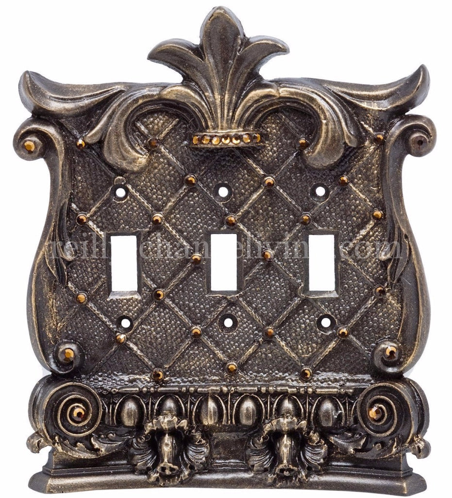Decorative_switch_plate_covers-corinthian-triple_flip_switch-swarovski_crystals-sir_olivers-reilly_chance_collection