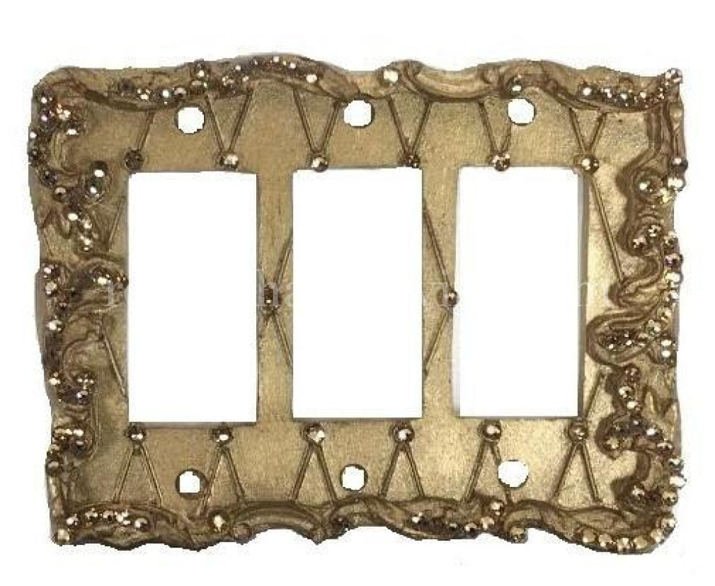  Decorative Switch Plate Triple Rocker/Dimmer Lattice with Swarovski Crystals