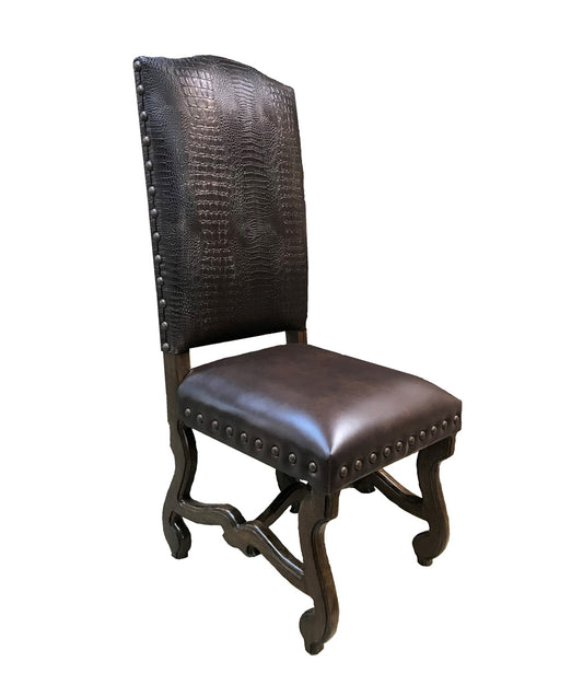 Old World Upholstered Dining Room Chairs Faux Croc Leather