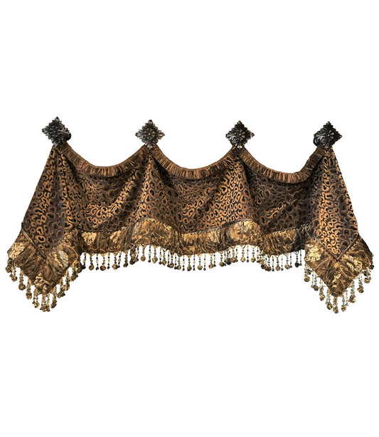 Decorative Valance And Jabots Style #2 Leopard Velvet Window Treatment