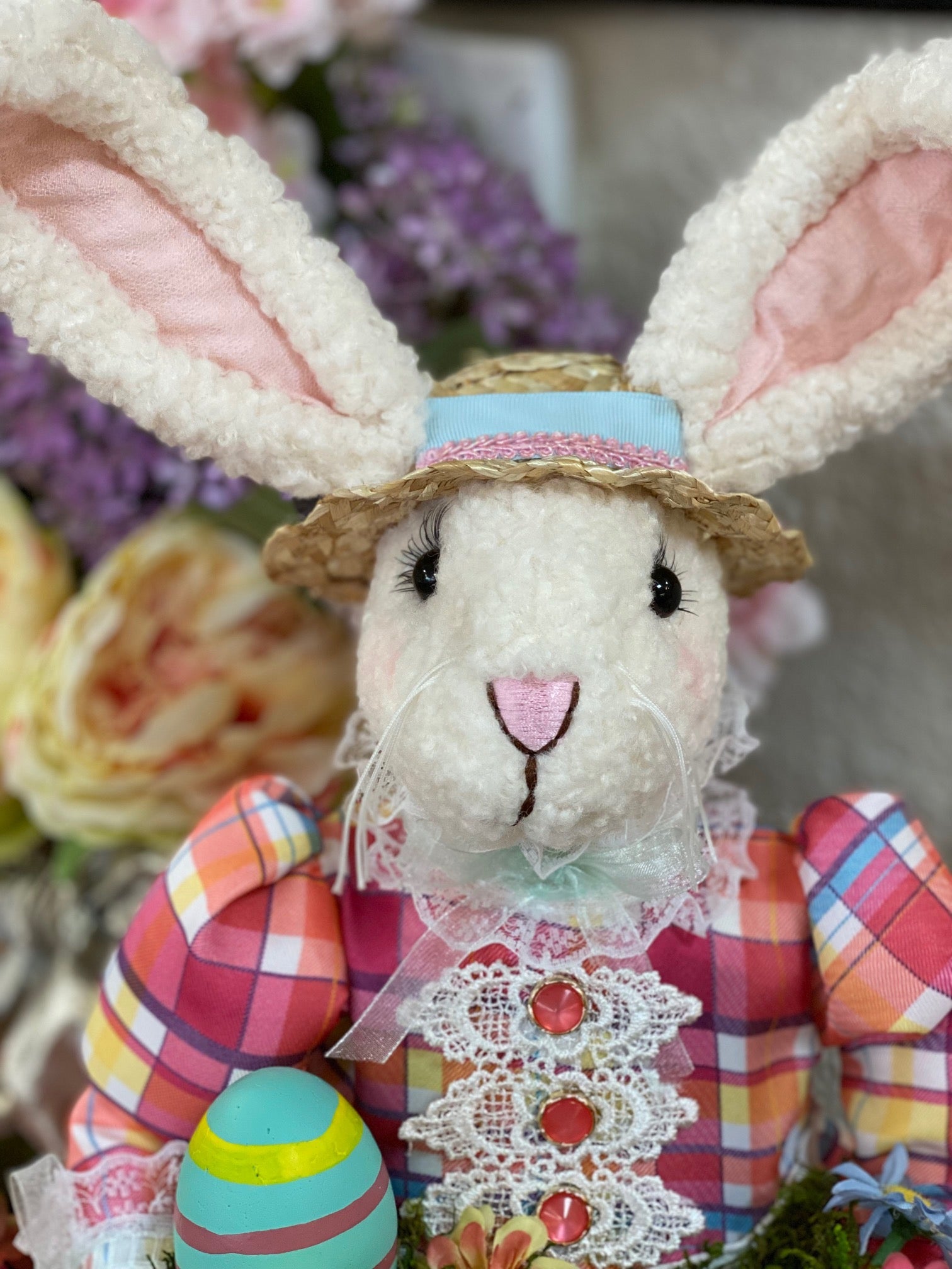 Bunny Holding Bird Nest Easter Home Decor/ Spring Decor