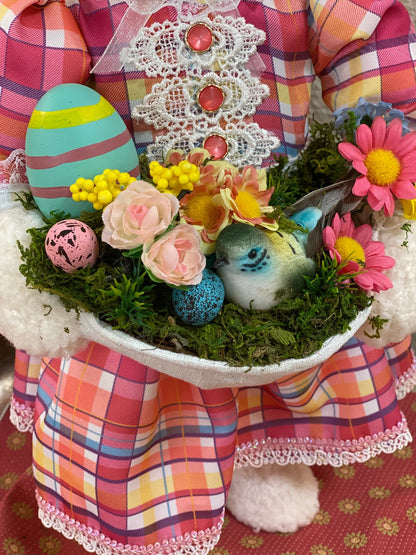 Bunny Holding Bird Nest Easter Home Decor/ Spring Decor