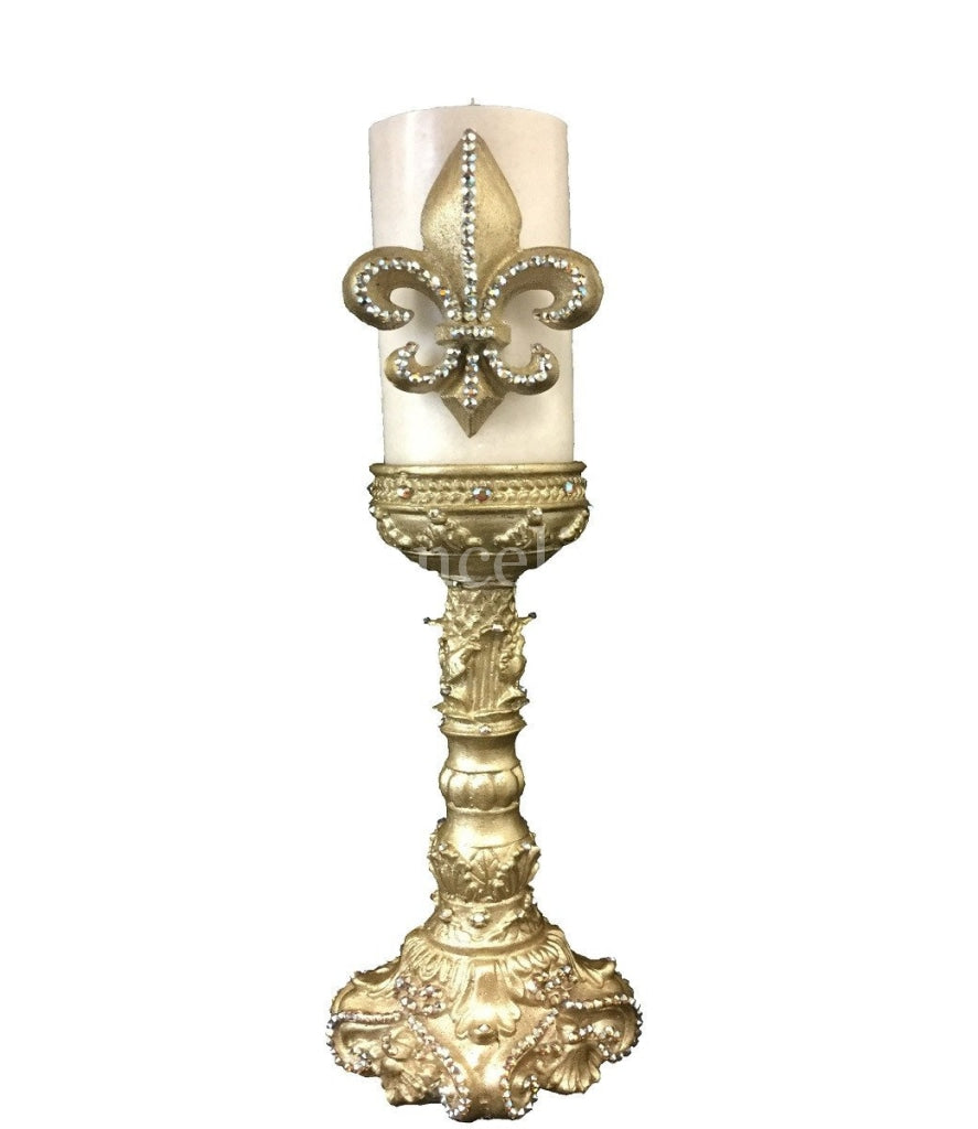 Fancy_candles-jeweled_candle_base_3x12-fleur_de_lis-sir_oliver's-reilly_chance_collection_grande