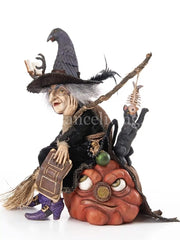 Katherine's Collection Winona Witch with Broom and Cat