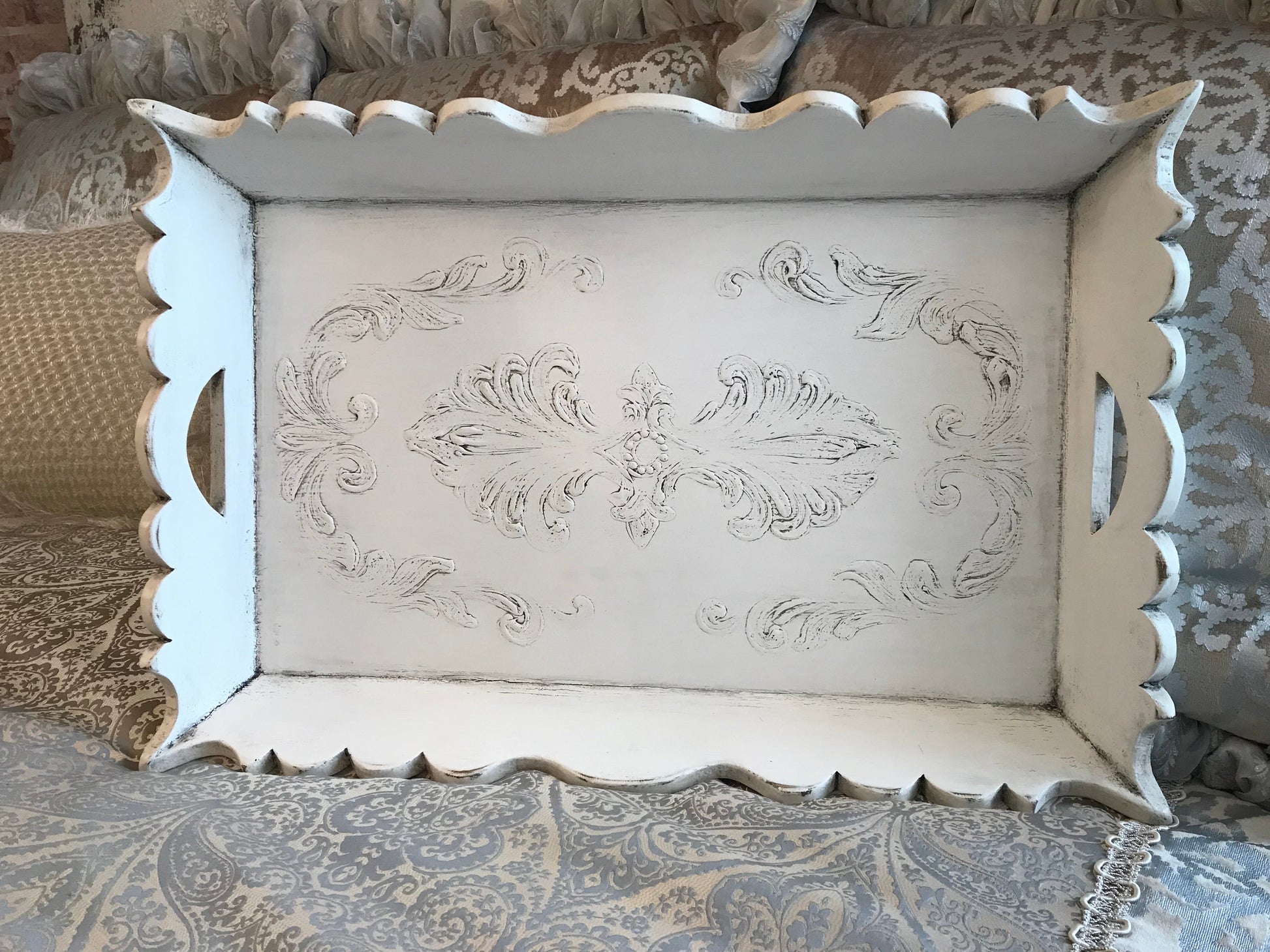 Peruvian Home Furnishings Handcrafted Decorative Tray Waxed White Reilly-Chance Decor Retail Store