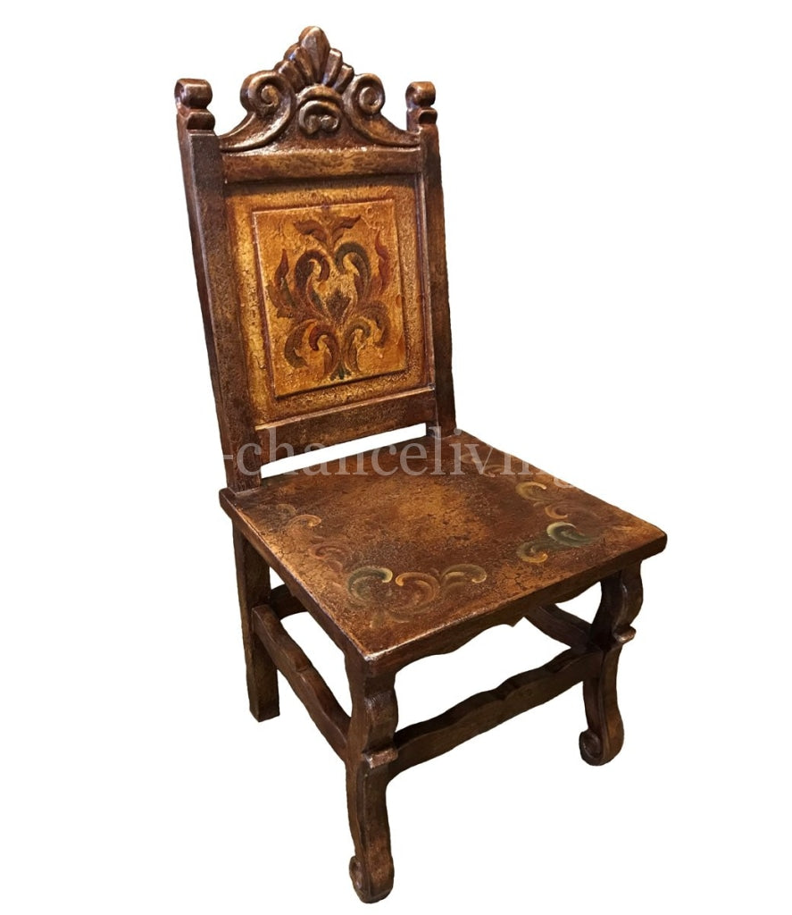 Peruvian Hand Painted Wood Dining Chair as Shown