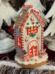 Lighted Gingerbread House with Snowman