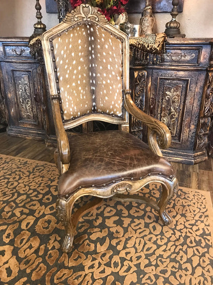 Axis Hide And Leather Solid Wood Arm Chair Accent Chairs & Benches