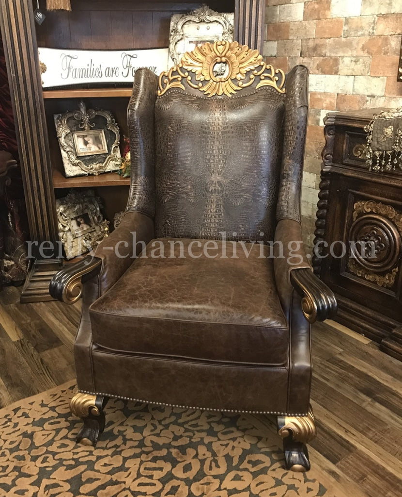 Grandeur Large Leather and Faux Croc Chair