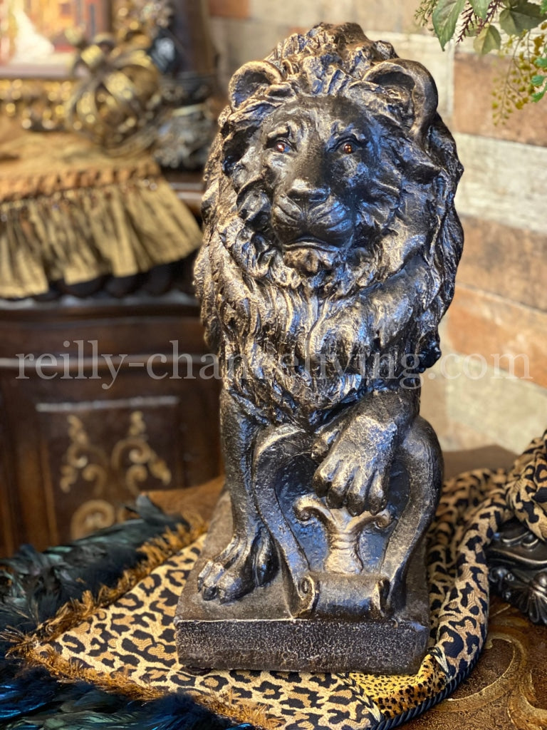 Lion Sentry Statues Bronze Finish