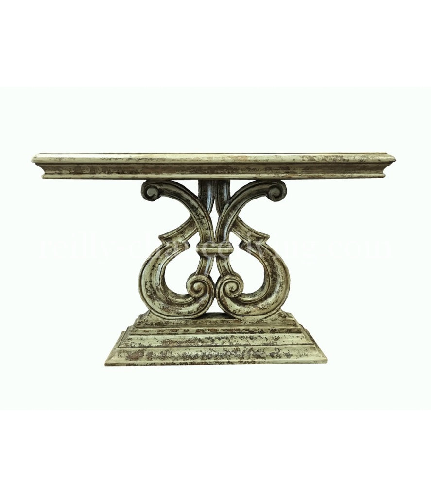Peruvian Home Furnishings Dominica Hand Painted Wood Console Table Cielo Finish