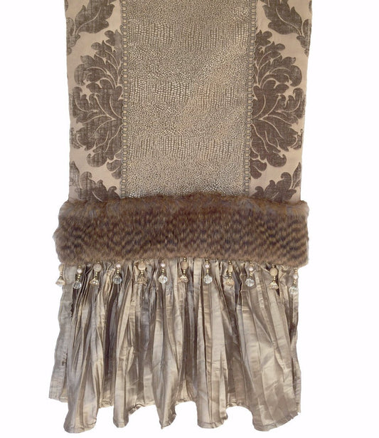 Table_runner-taupe_chenille-silk-beads-faux_fur-reilly_chance_runner
