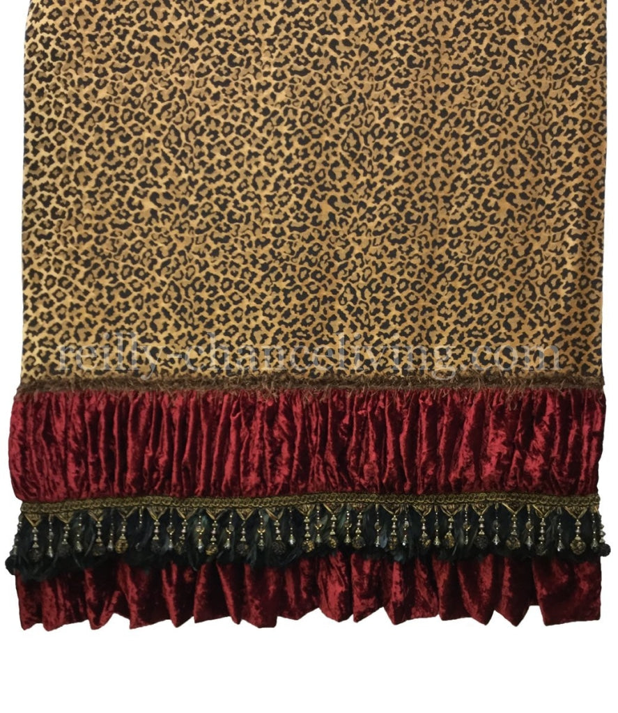 Luxury Leopard Throw With Feathers And Beads Holiday Runners/ Throws