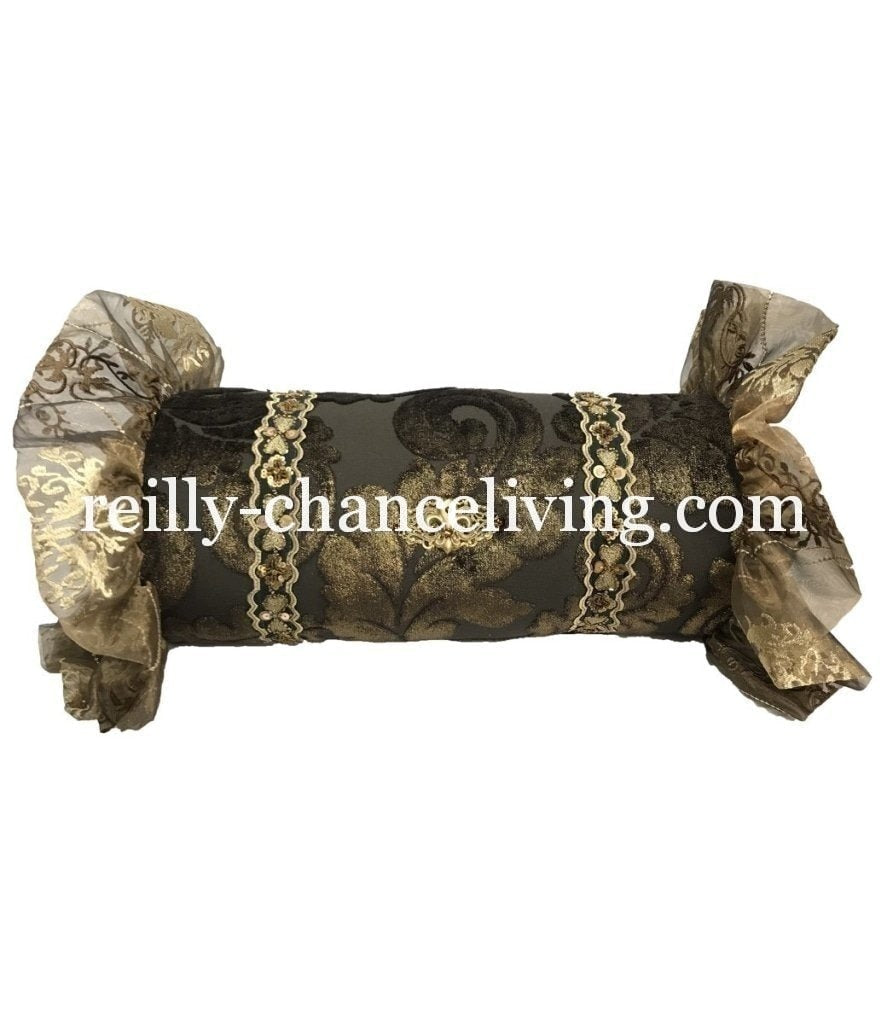 Luxury_Accent_pillow-high_end_accent_pillow-decorative_throw_pillows-chocolate_brown_pillows-ruffled_pillow_with_jewels-old_world_decor-bolster_pillow-beautiful_pillows--reilly_chance