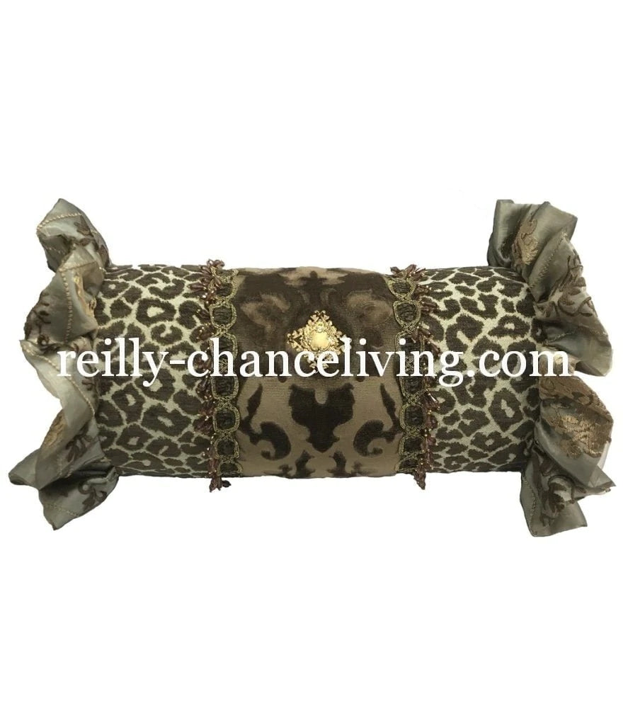 Decorative Bolster Pillow with Leopard Print
