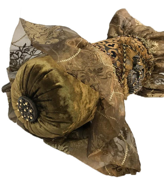 Luxury Designer Bolster Pillow With Jeweled Crown