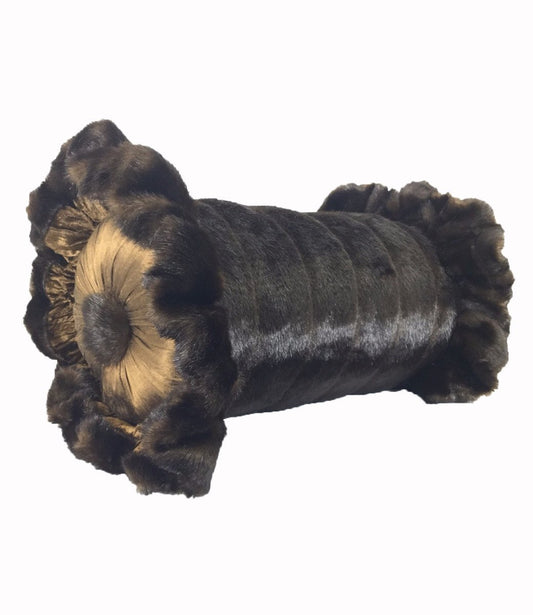 Luxury_accent_pillow-bolster-brown_faux_mink-ruffled-reilly-chance_collection_grande