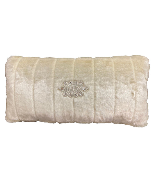 Cream Faux Fur Rectangle Accent Pillow 12X28