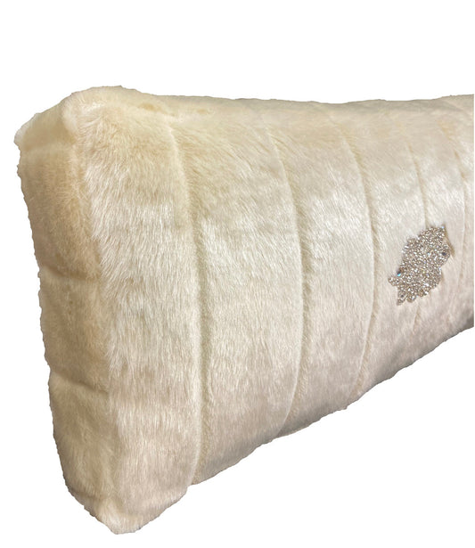 Cream Faux Fur Rectangle Accent Pillow 12X28