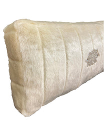 Cream Faux Fur Rectangle Accent Pillow 12x28