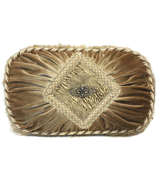 Champagne Gold Velvet Oval Accent Pillow 18x10