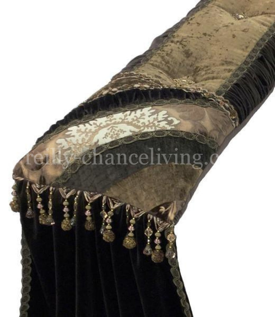 Luxury_bed_pillow-chocolate_brown-velvet-gold-beads-reilly_chance_collection