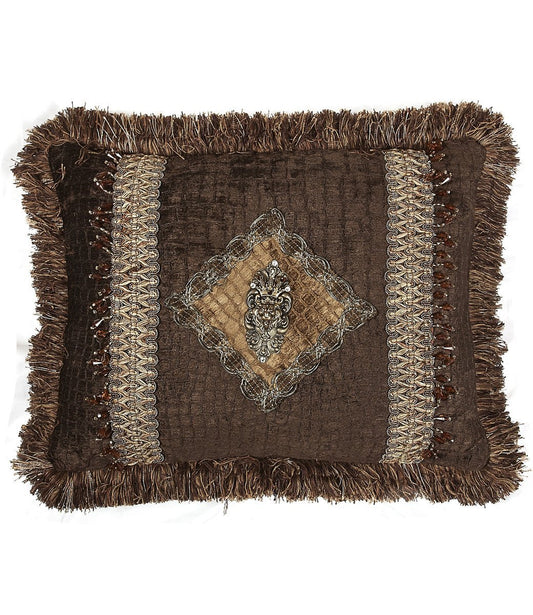 Luxury_decorative_pillow-chocolate_brown_chenille-rectangle-embellished-lion-beads-reilly_chance_collection