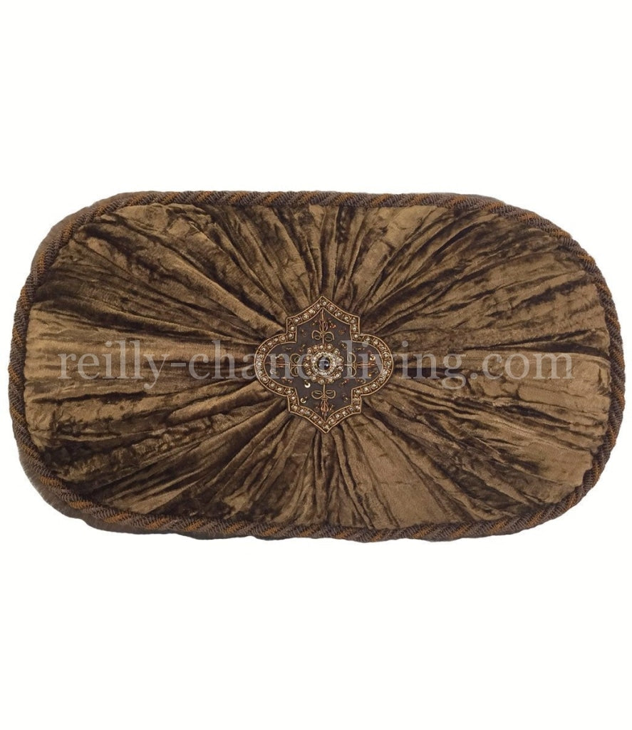 Luxury_decorative_pillow-chocolate_brown_velvet-faux_mink-embellished-oval-reilly_chance_collection