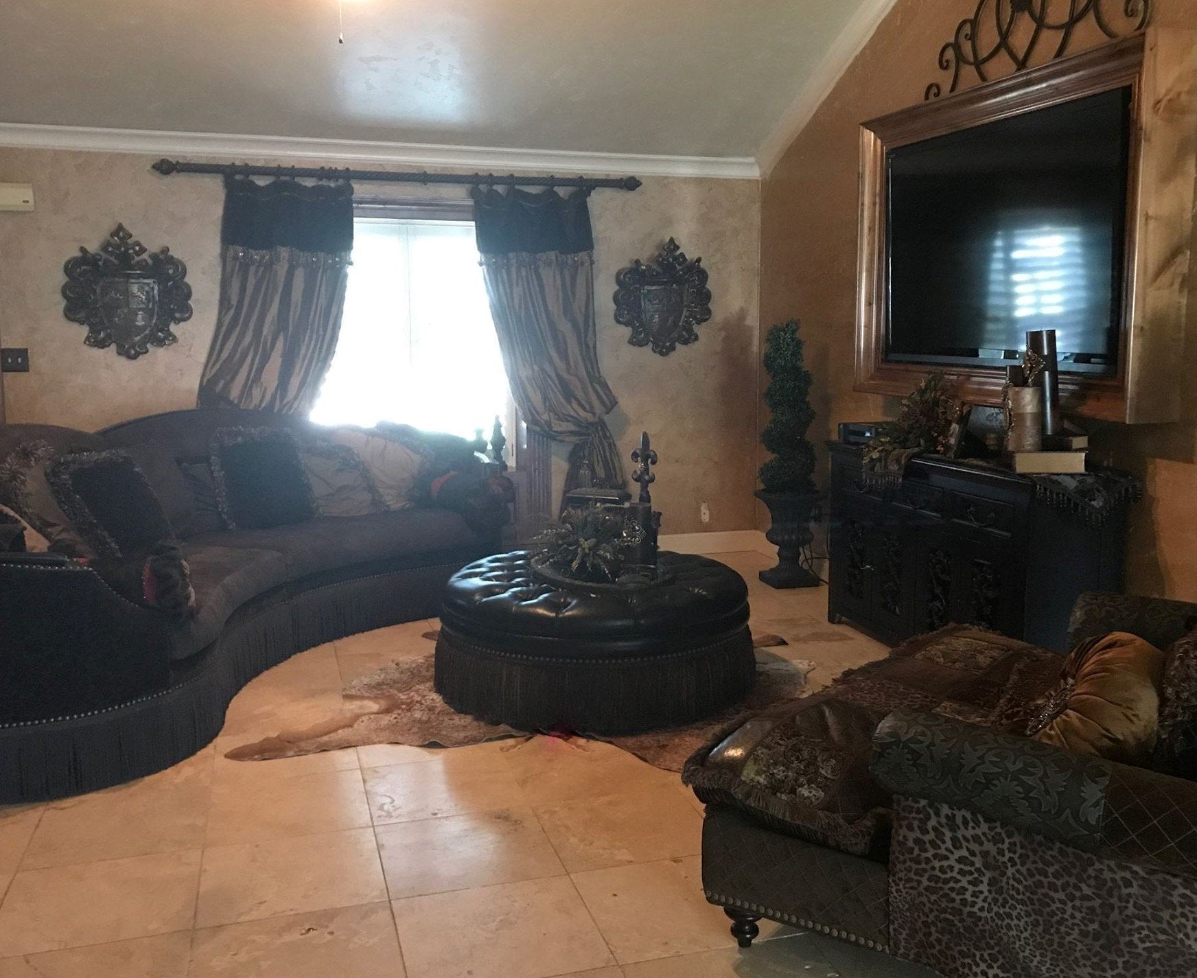 Luxury_curtains-window_treatment-bronze_silk-faux_mink-beads-brown_velvet-reilly_chance_collection_grande